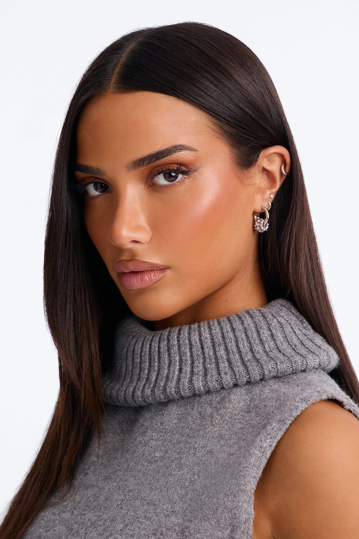 Soft Glam Hoop Earrings - Silver