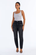 Dual Control Stretch Mom Jeans - Black Wash