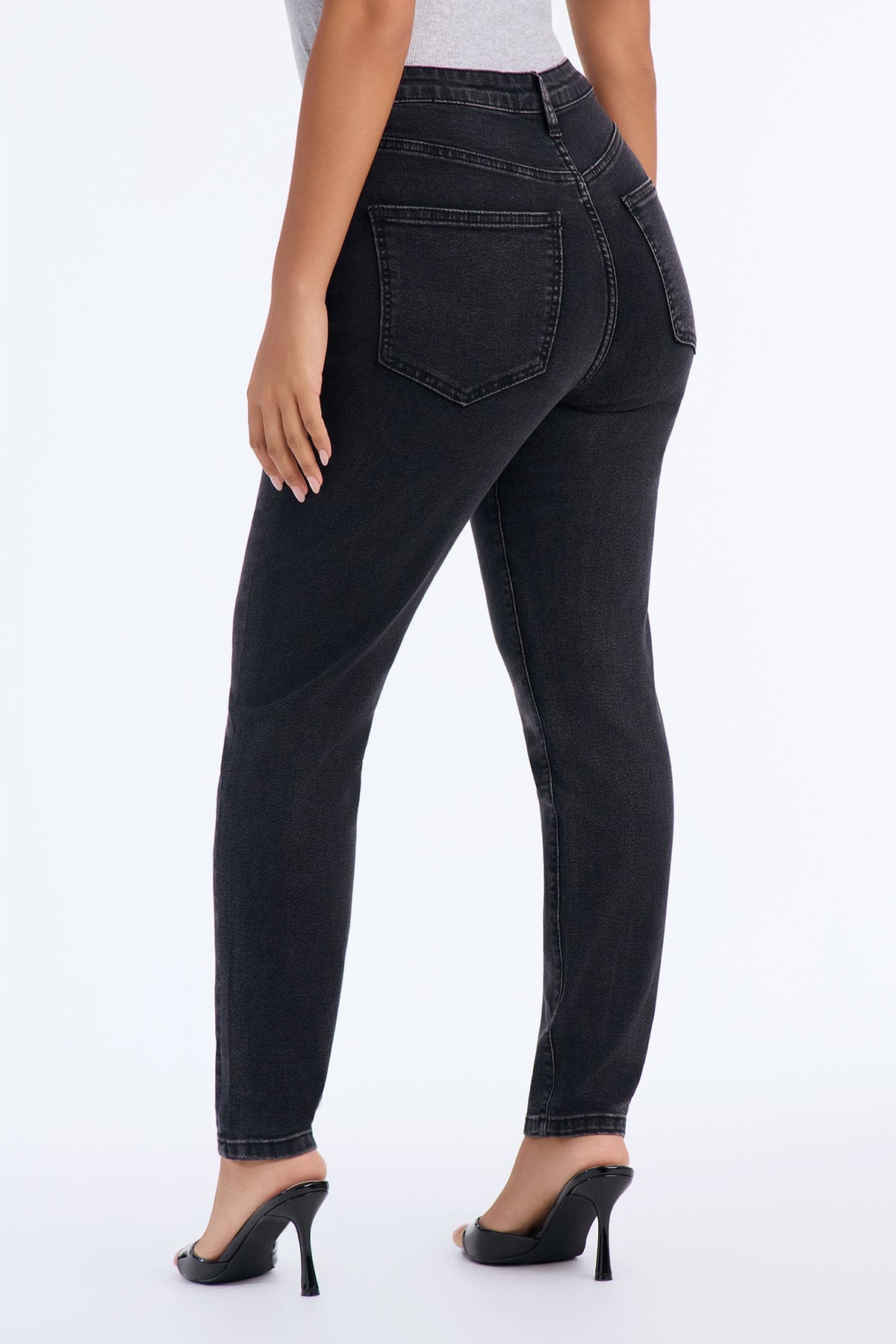 Dual Control Stretch Mom Jeans - Black Wash