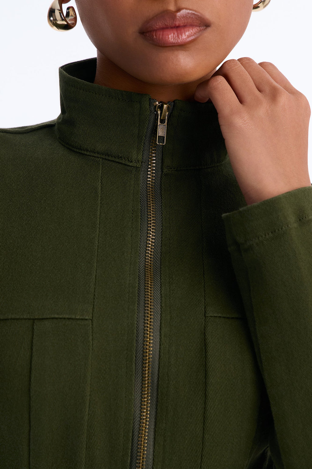 East Coast Weekend Stretch Twill Midi Dress - Olive