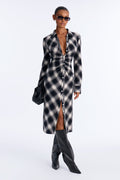 Steph Button Up Plaid Midi Dress - Black/combo