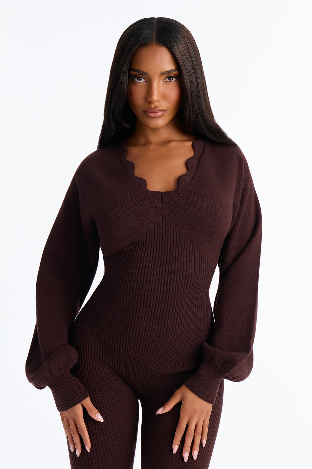 Sweetest Thing Sweater Jumpsuit - Chocolate
