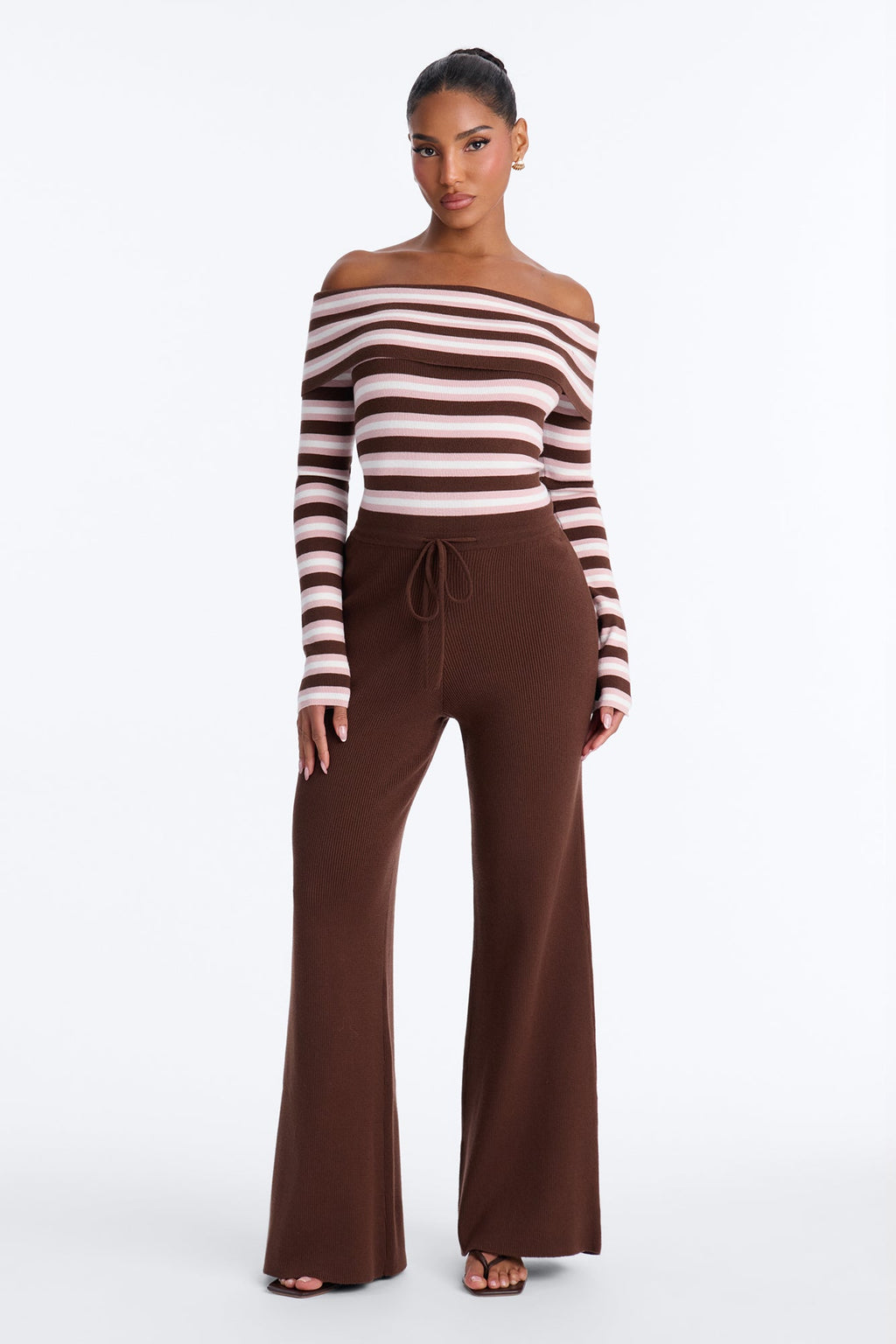 Falling For Me Sweater Jumpsuit - Chocolate/Combo