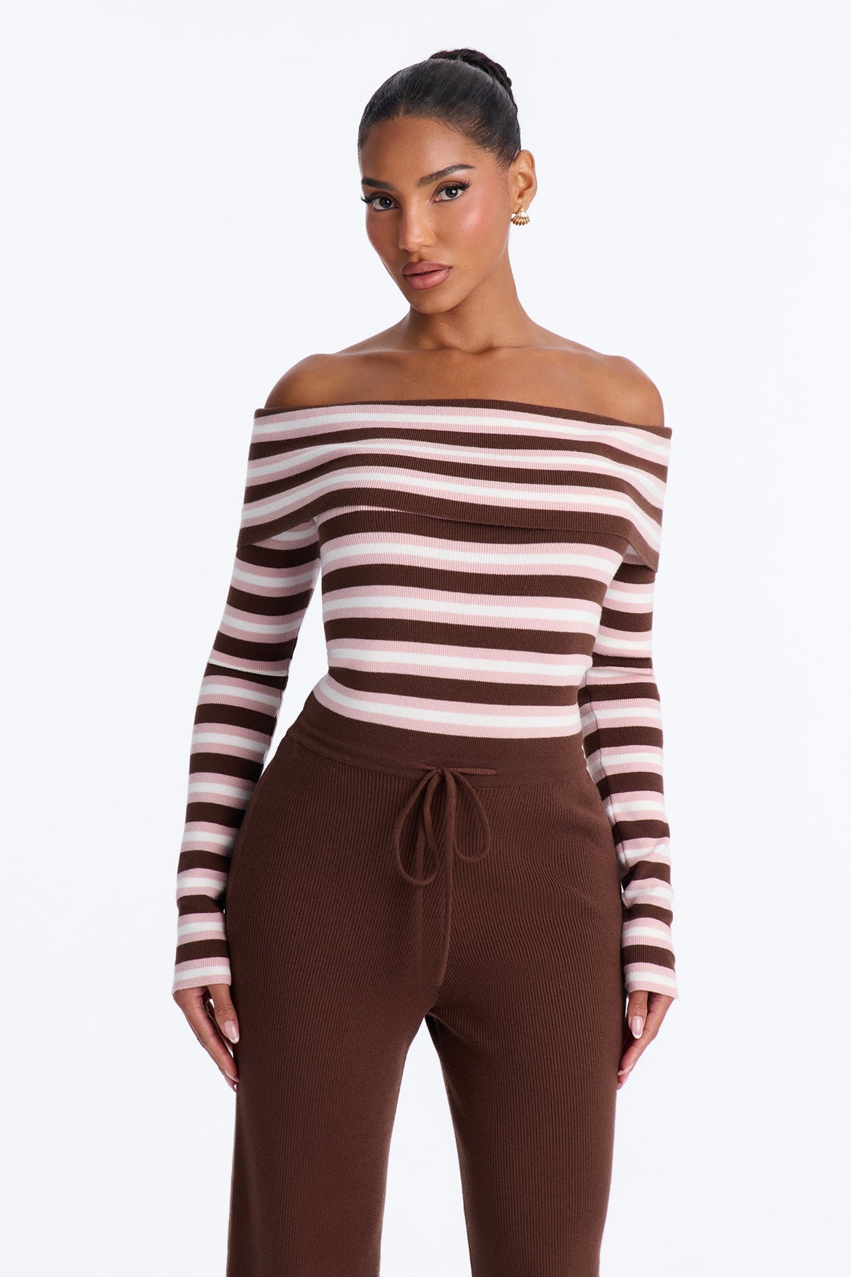 Falling For Me Sweater Jumpsuit - Chocolate/Combo