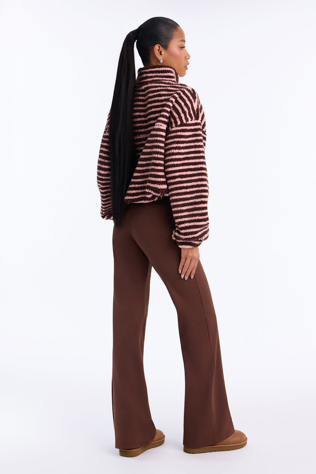 Bundled Nights Flare Leg Pant Set - Brown/combo