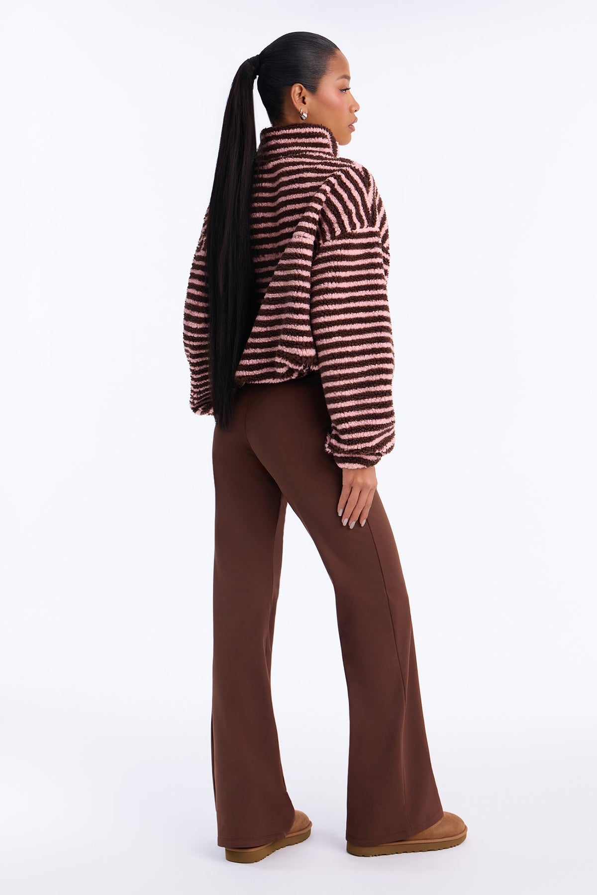 Bundled Nights Flare Leg Pant Set - Brown/combo