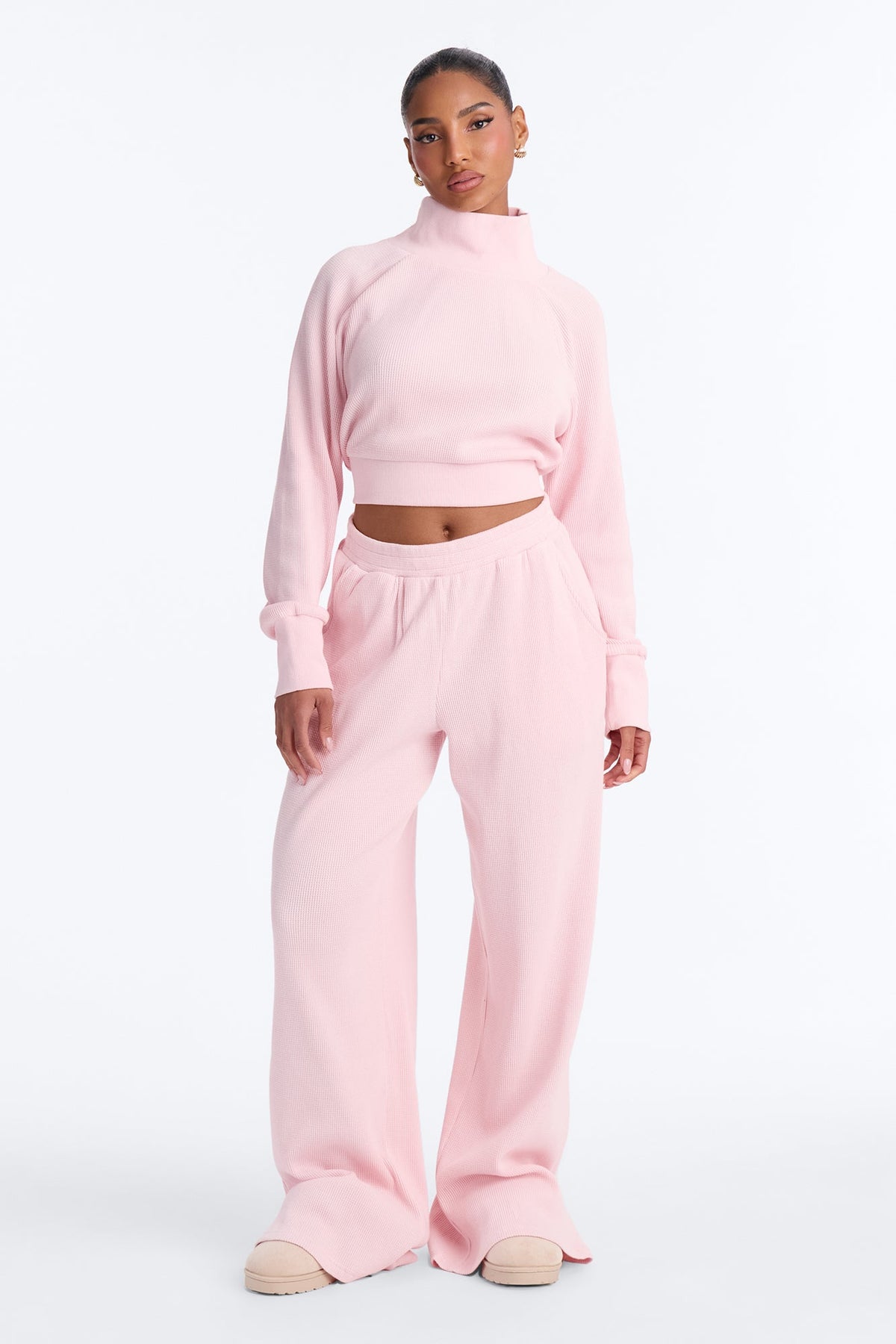 Casual Day Thermal Pant Set - Pink