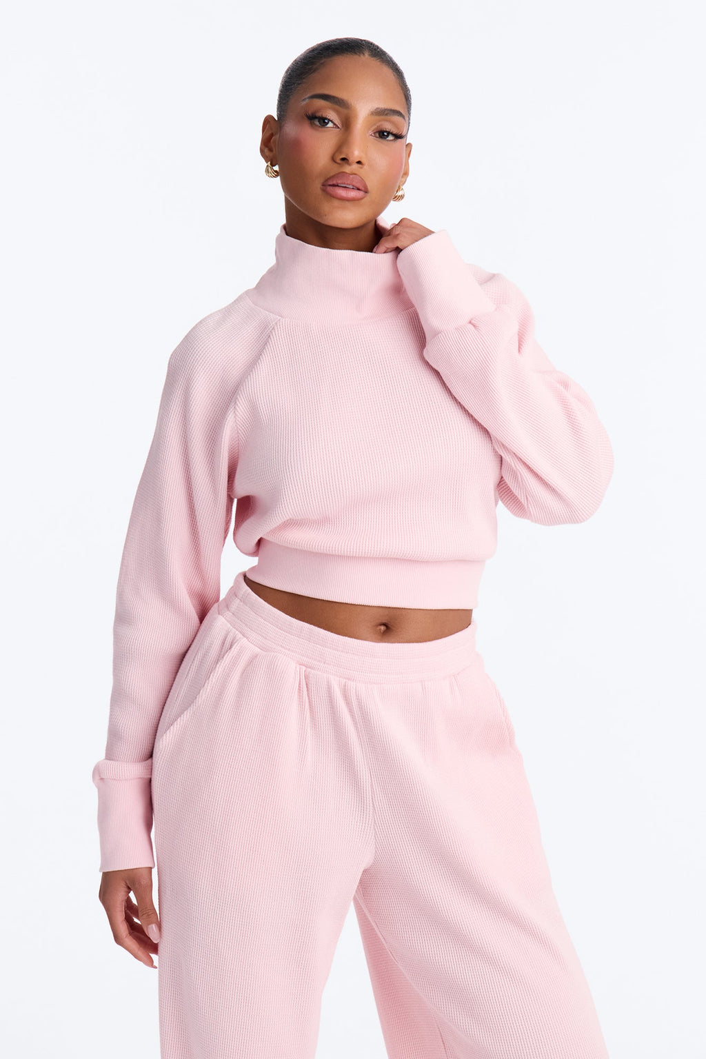 Casual Day Thermal Pant Set - Pink