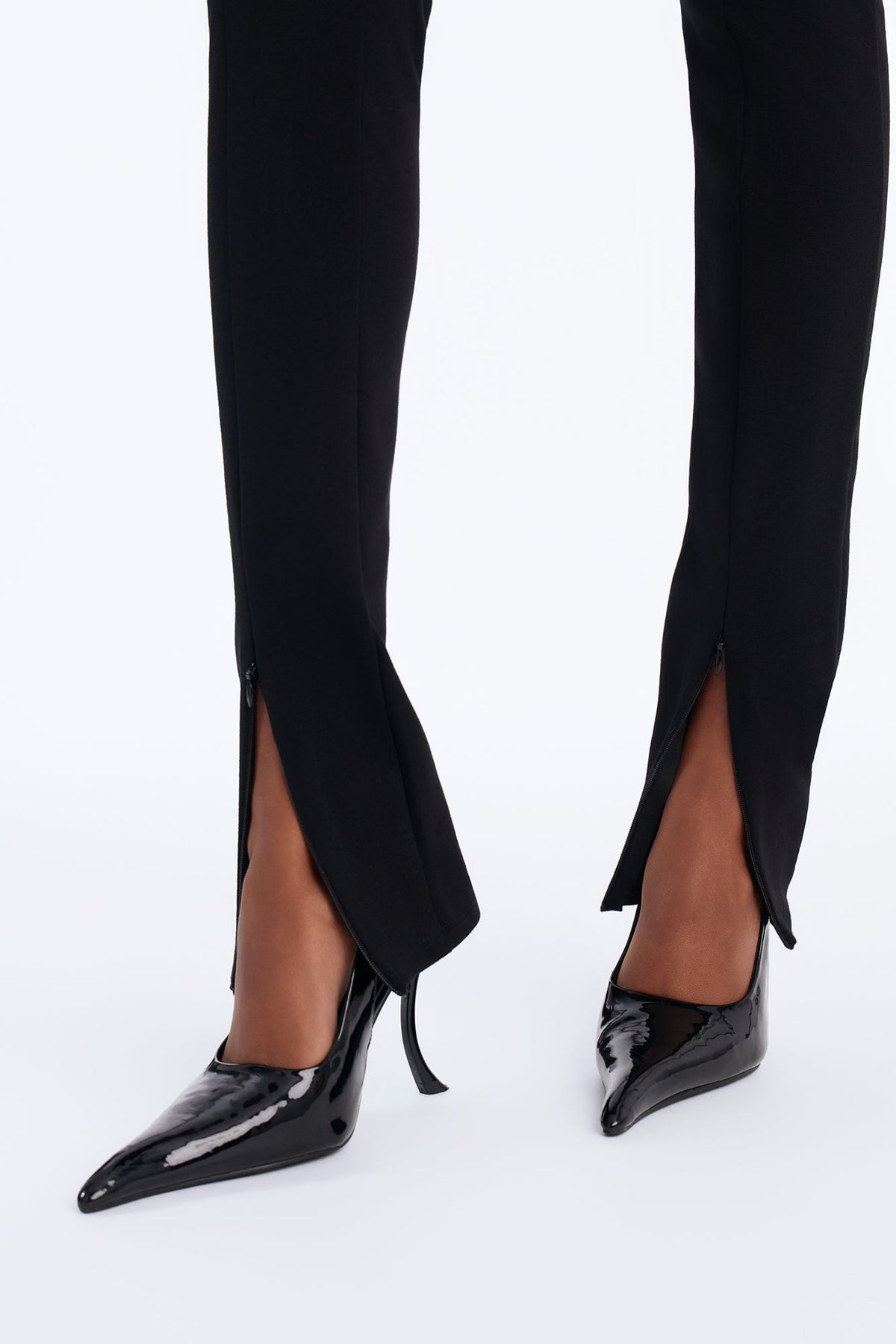 Patrizia Split Hem Skinny Ponte Pant - Black