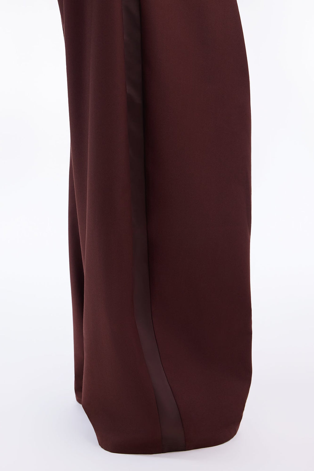 Camile Pleated Tuxedo Stripe Wide Leg Trouser - Burgundy