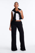 Connie Cozy Foldover Wide Leg Pant - Black