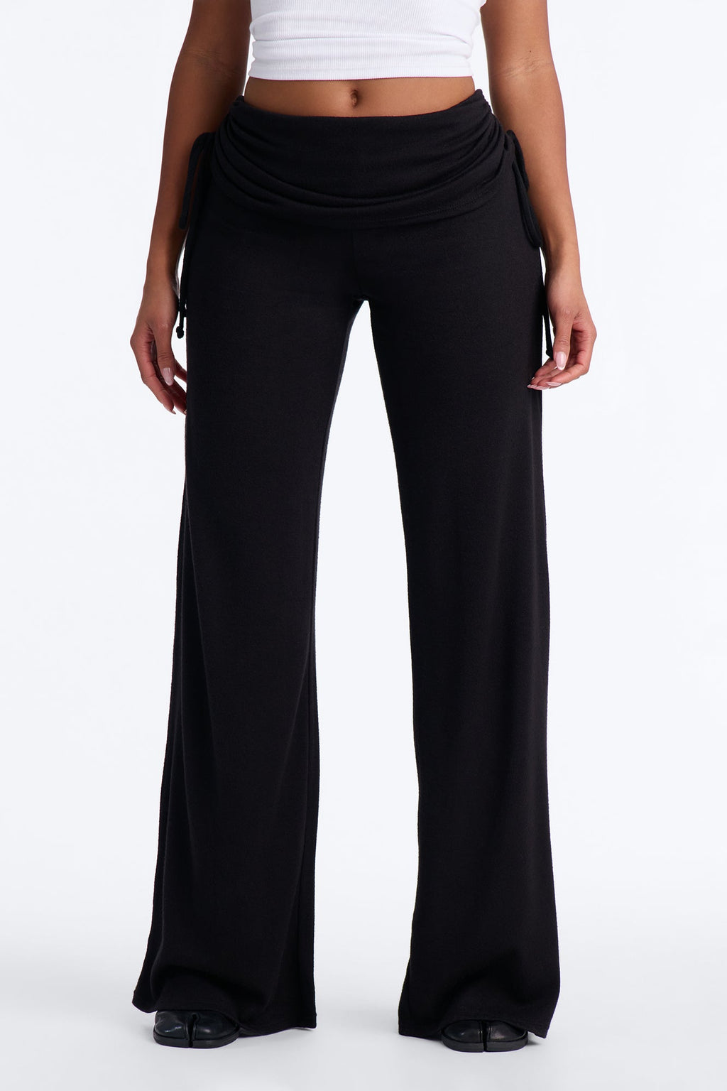 Connie Cozy Foldover Wide Leg Pant - Black