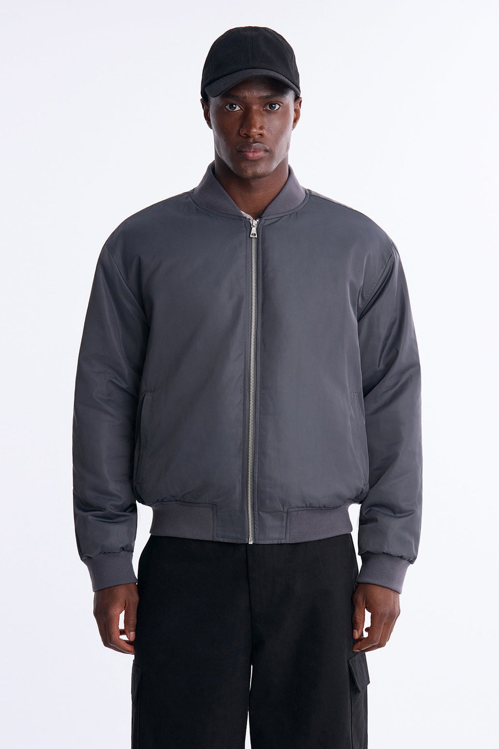 Hardy Faux Fur Bomber Jacket - Charcoal/combo