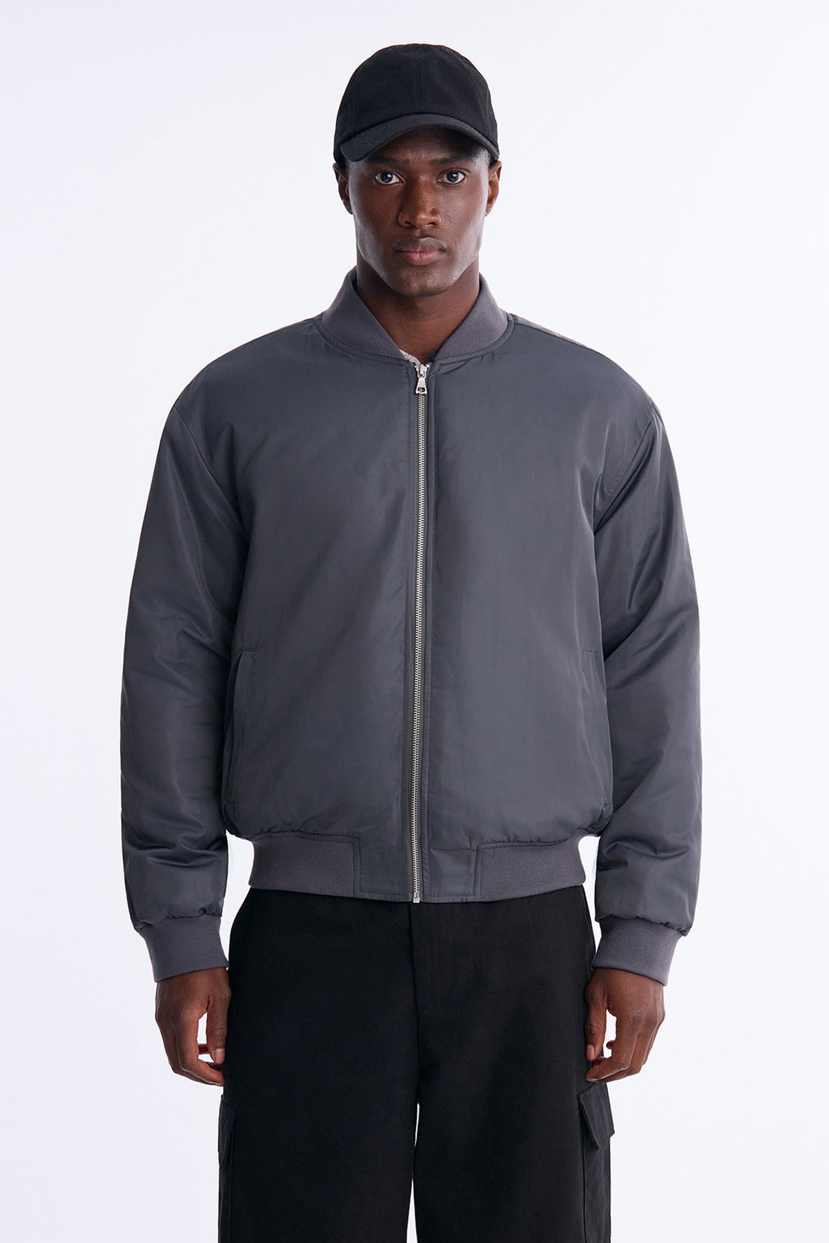 Hardy Faux Fur Bomber Jacket - Charcoal/combo
