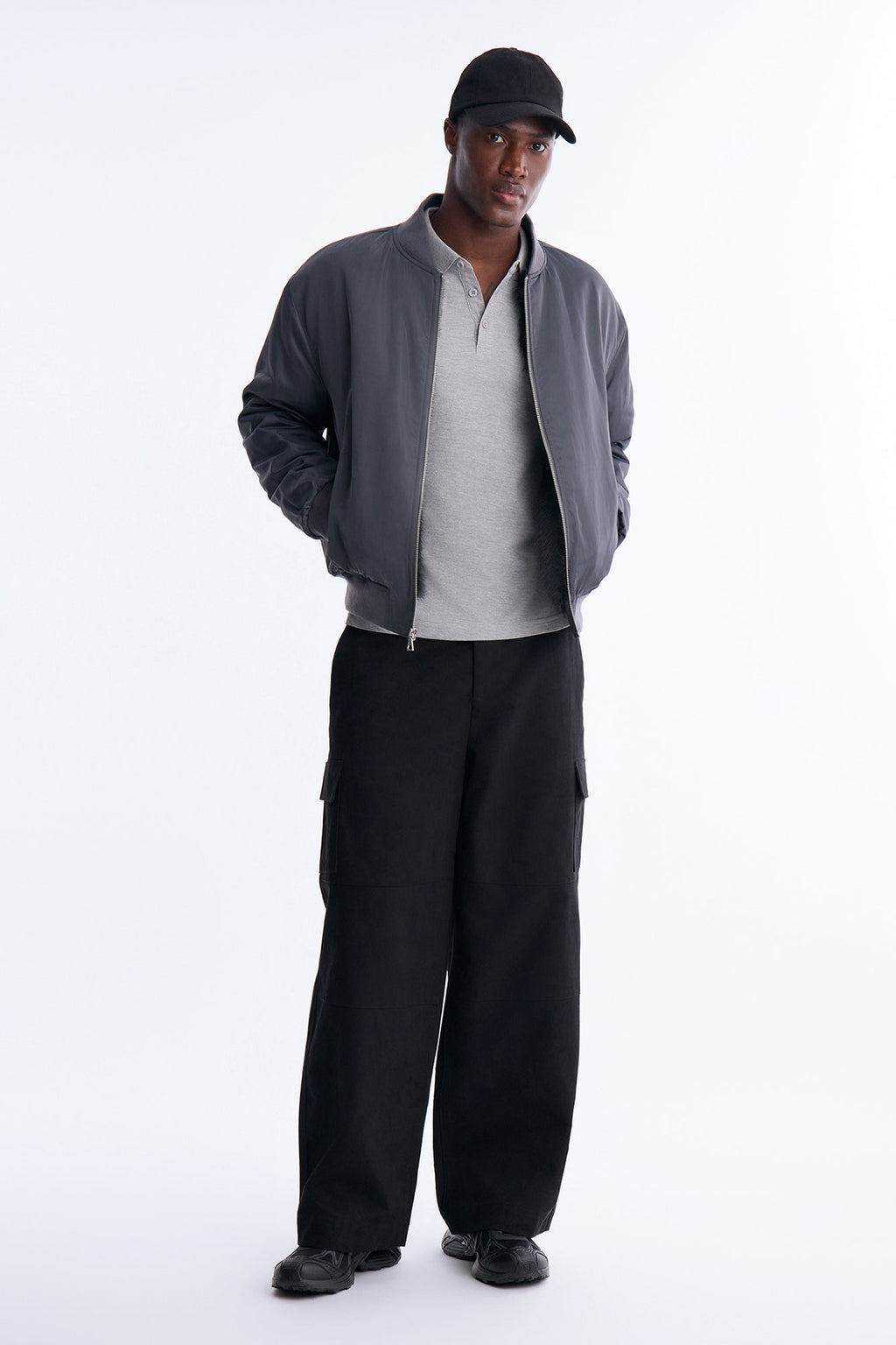 Hardy Faux Fur Bomber Jacket - Charcoal/combo