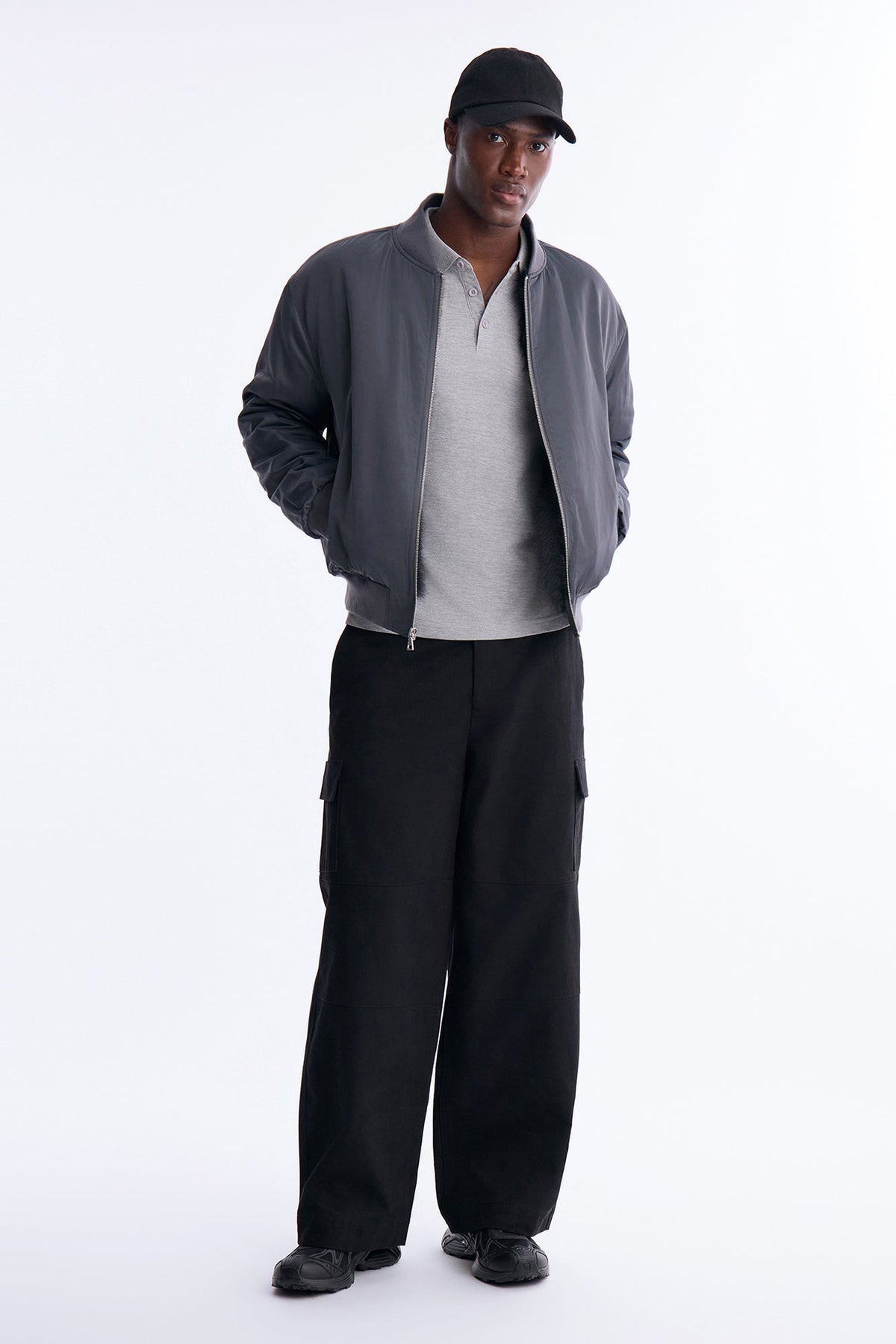 Hardy Faux Fur Bomber Jacket - Charcoal/combo
