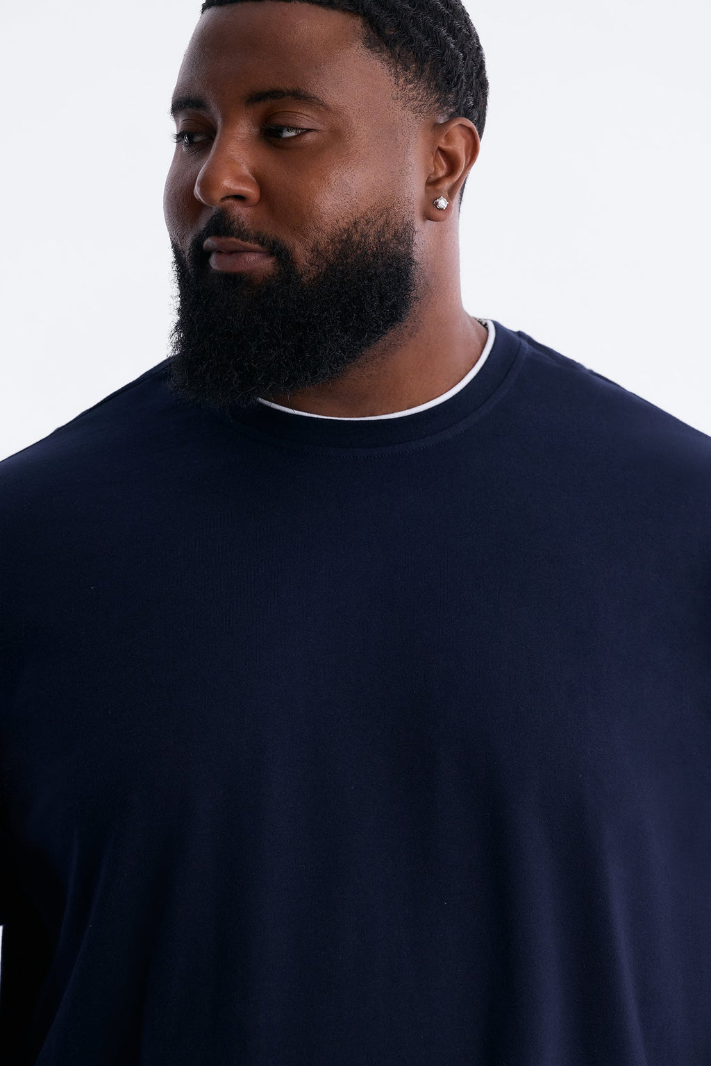 Layered Oversized Long Sleeve Tee - Navy