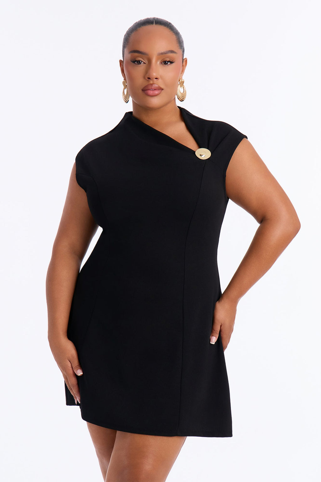 This Is A Statement High Neck Mini Dress - Black