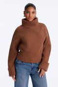 Fall Muse Chunky Funnel Neck Sweater - Mocha
