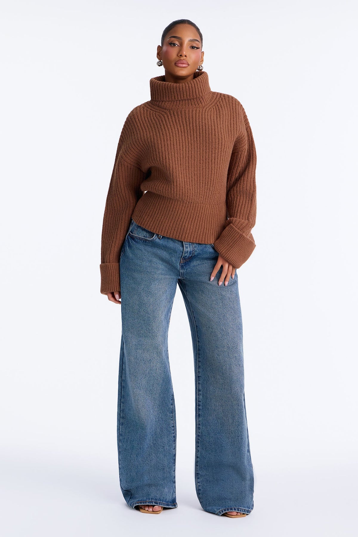 Fall Muse Chunky Funnel Neck Sweater - Mocha