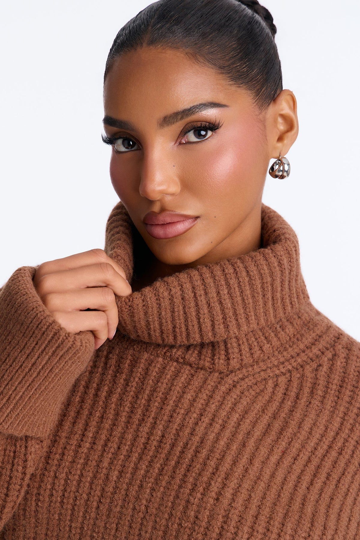 Fall Muse Chunky Funnel Neck Sweater - Mocha