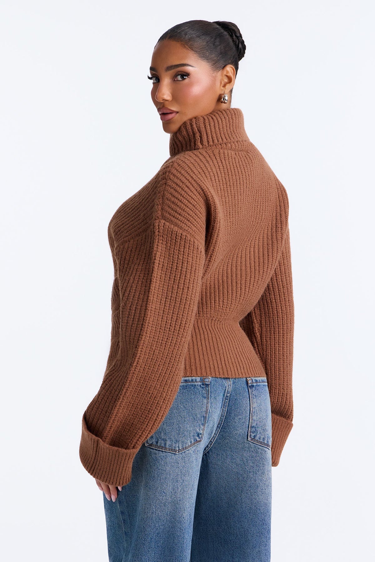 Fall Muse Chunky Funnel Neck Sweater - Mocha
