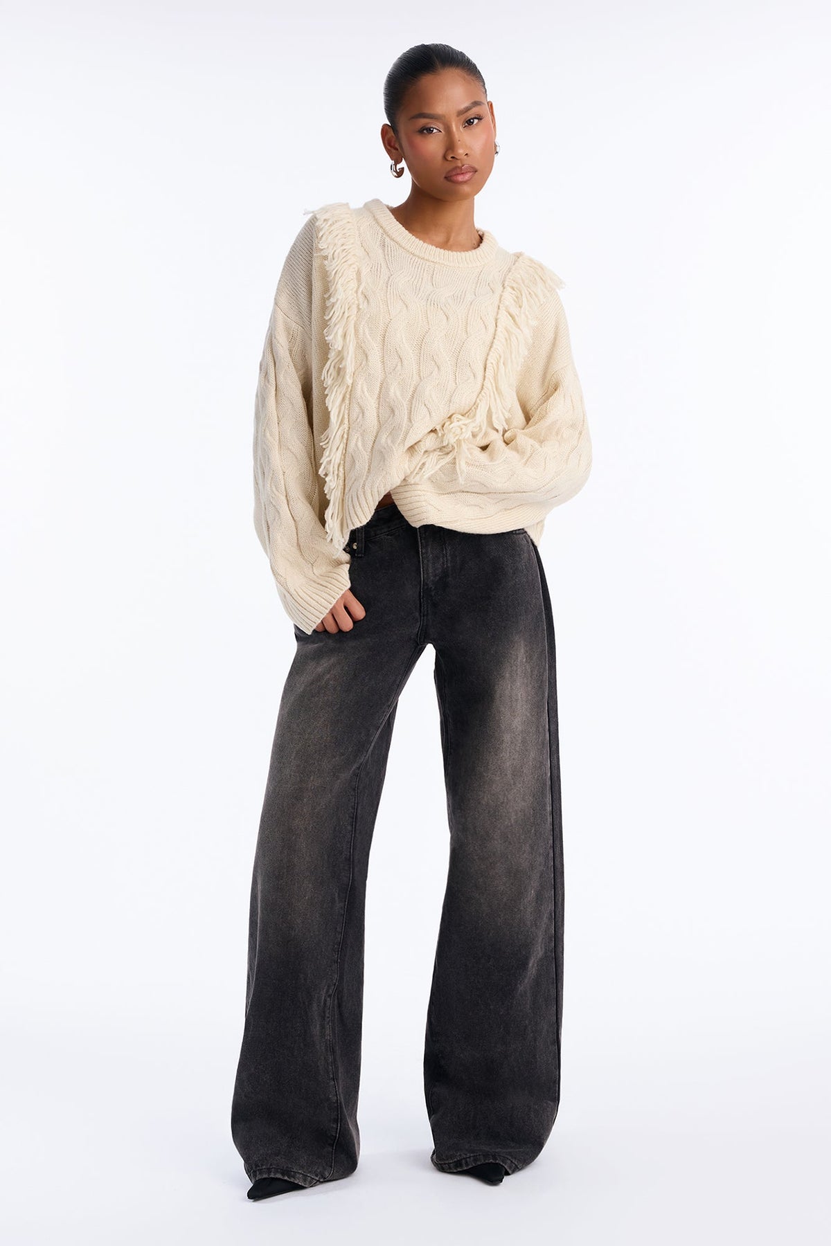 Maple Kiss Fringe Pullover Sweater - Oatmeal