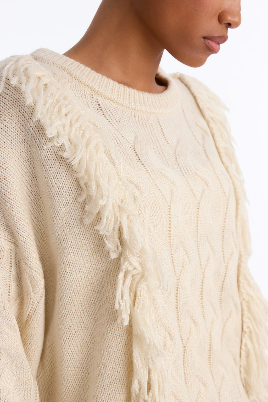Maple Kiss Fringe Pullover Sweater - Oatmeal