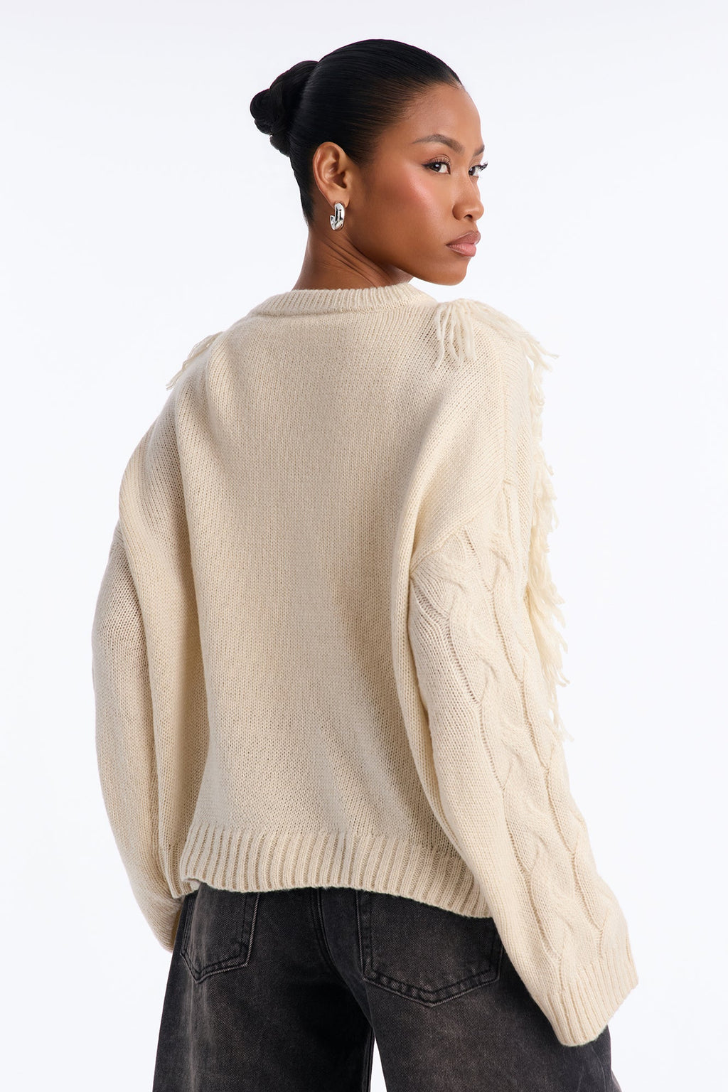 Maple Kiss Fringe Pullover Sweater - Oatmeal