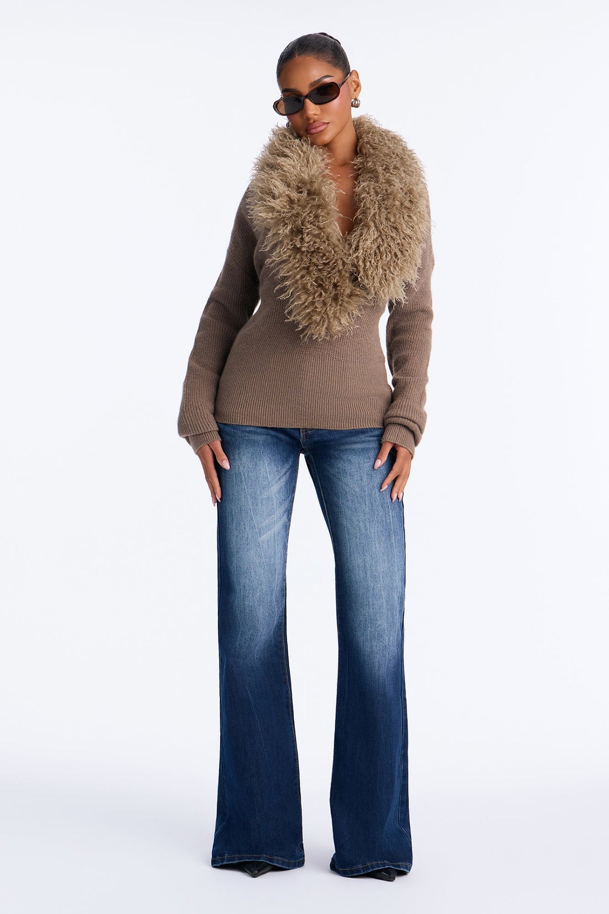 Gentle Winds Faux Fur Pullover Sweater - Mocha