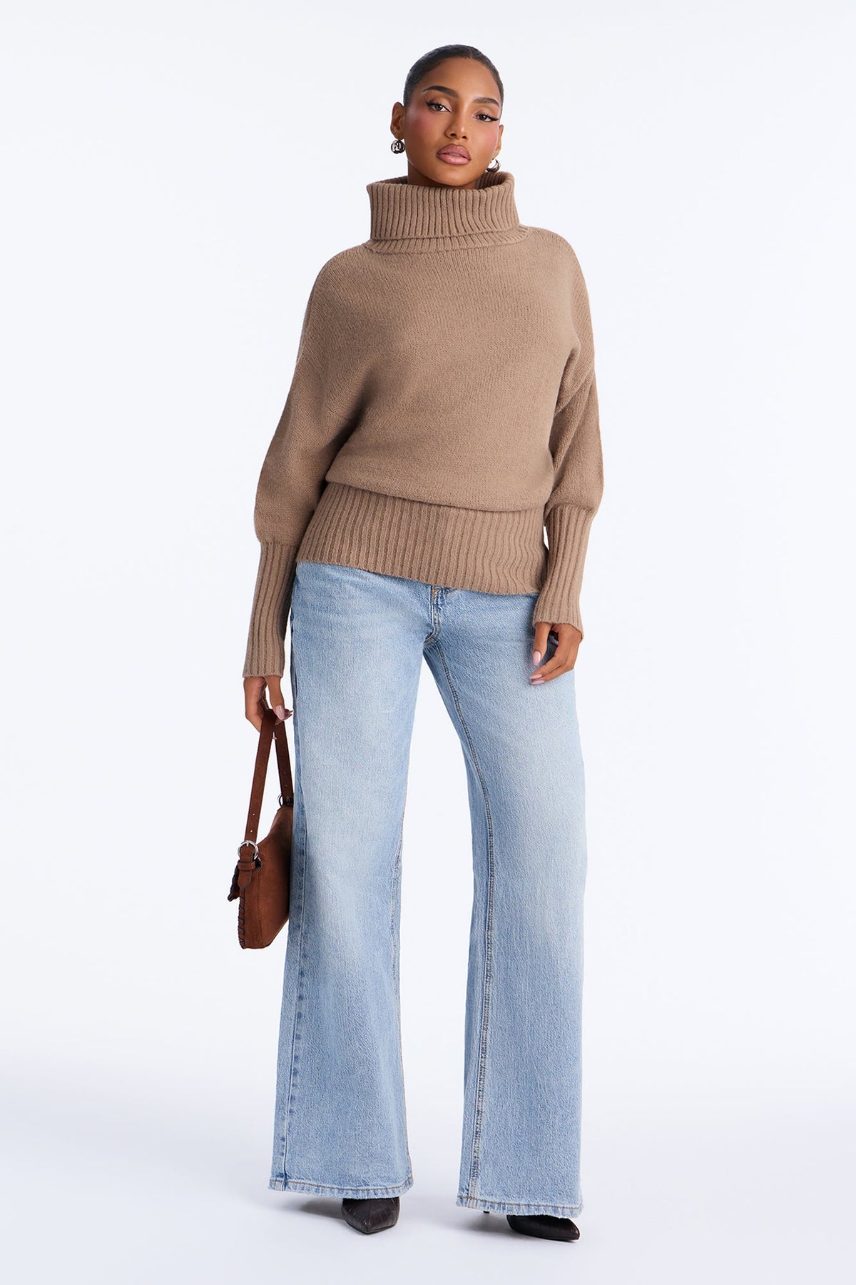 Keep Me Warm Chunky Funnel Neck Sweater - Taupe