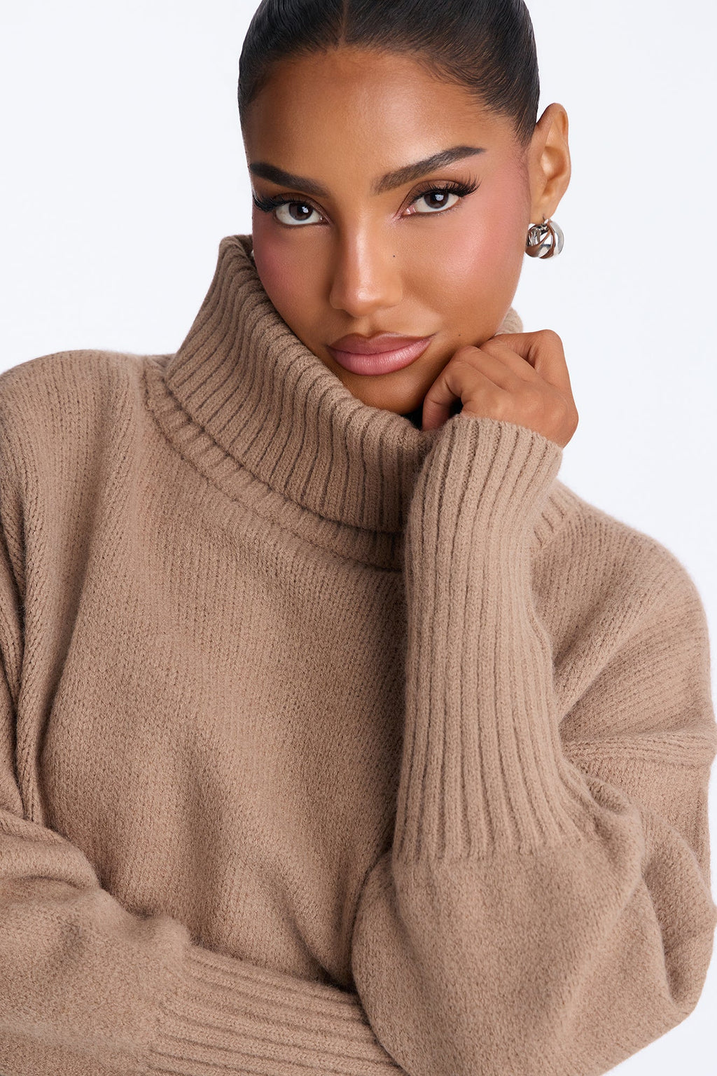 Keep Me Warm Chunky Funnel Neck Sweater - Taupe