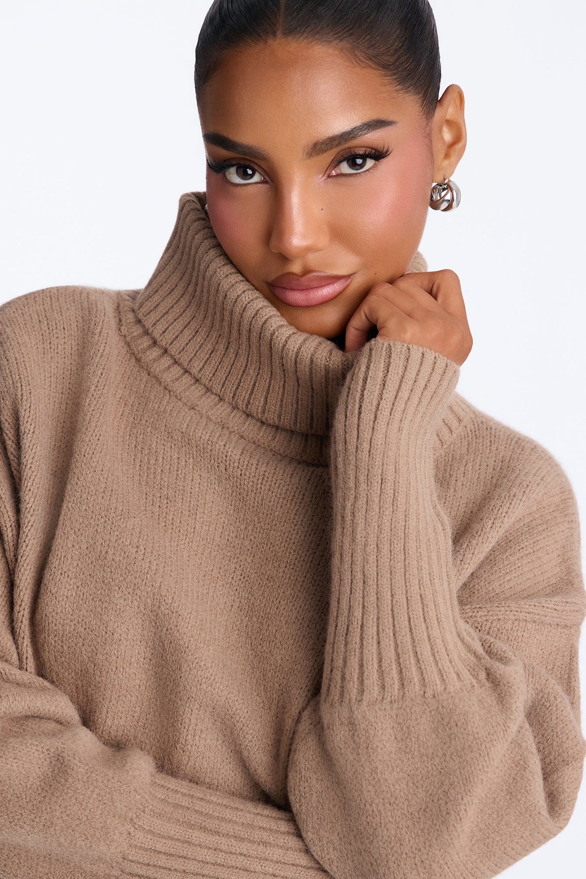 Keep Me Warm Chunky Funnel Neck Sweater - Taupe