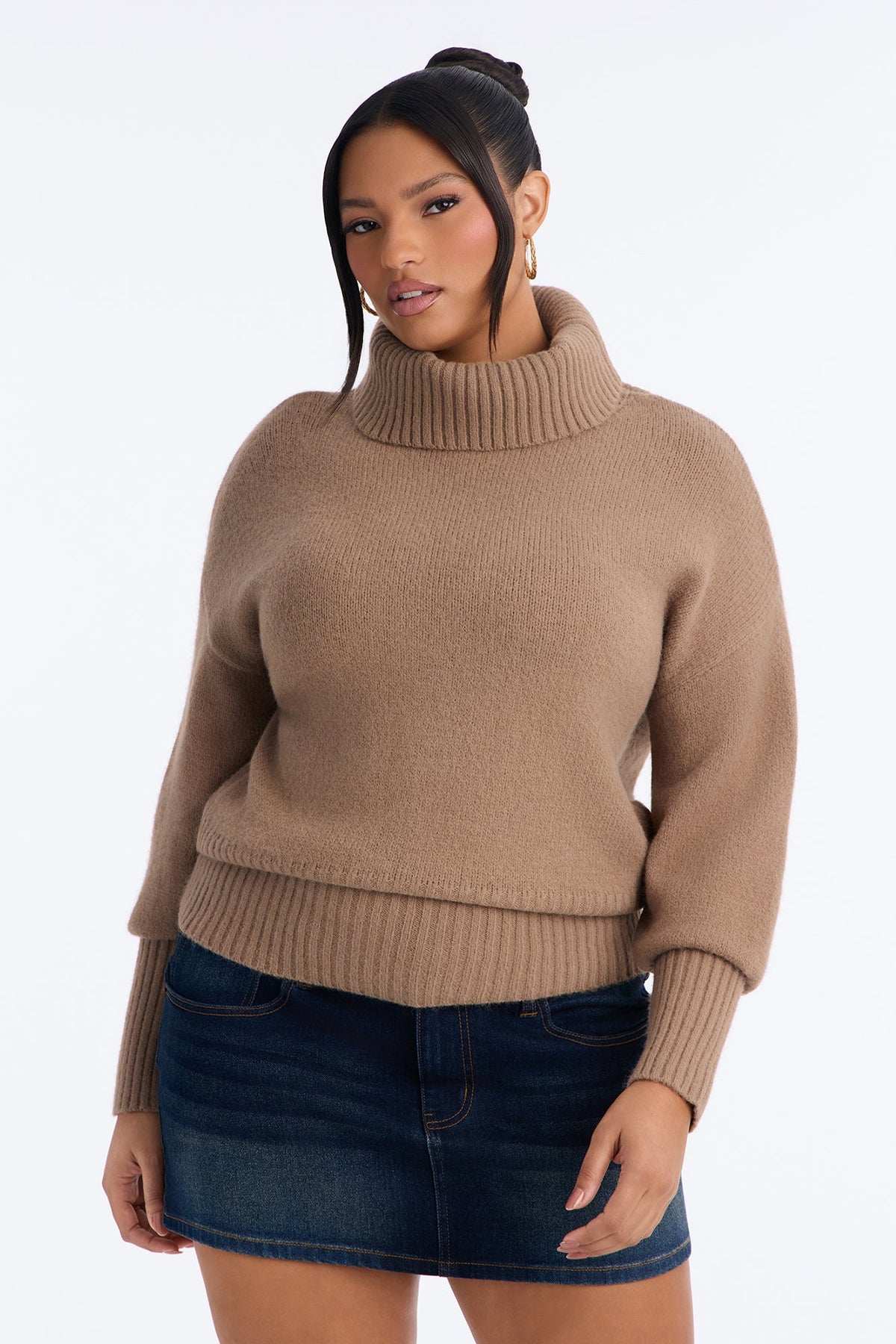 Keep Me Warm Chunky Funnel Neck Sweater - Taupe