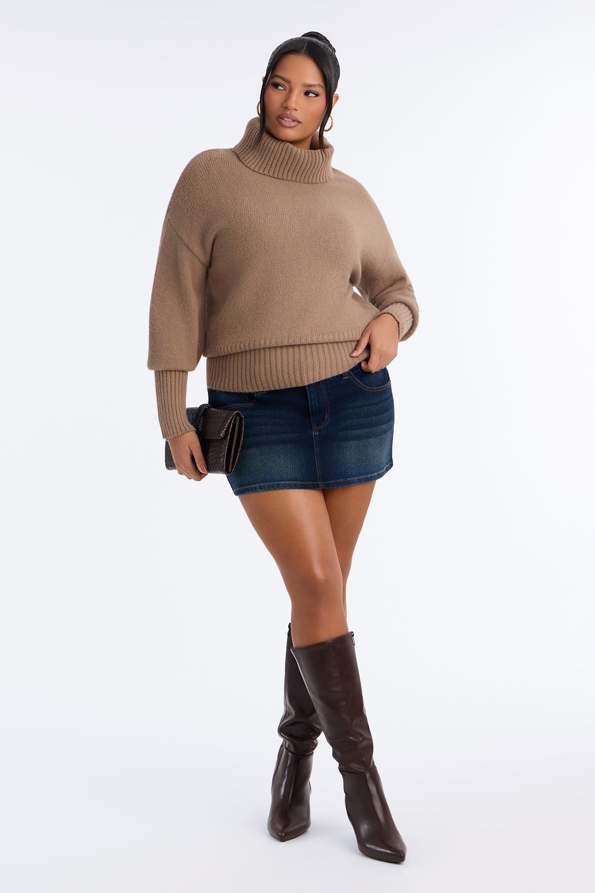 Keep Me Warm Chunky Funnel Neck Sweater - Taupe