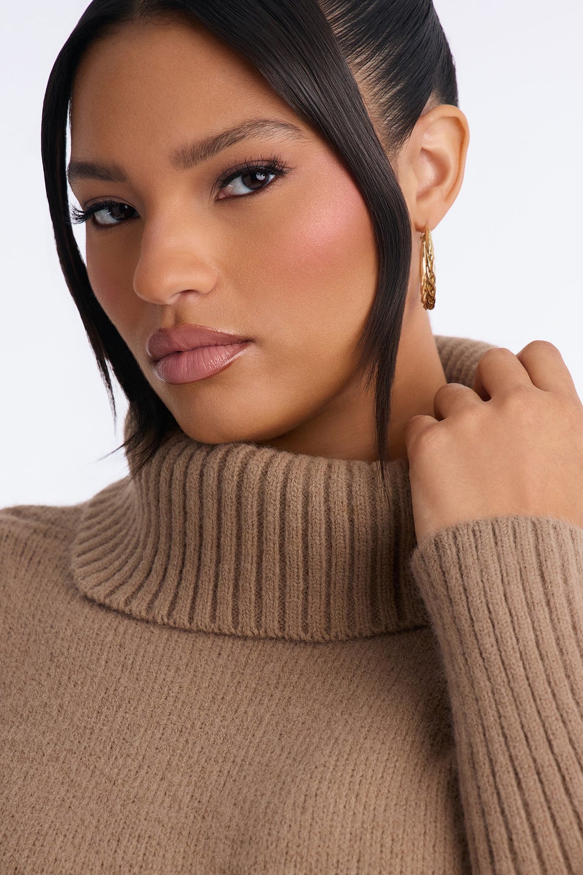 Keep Me Warm Chunky Funnel Neck Sweater - Taupe