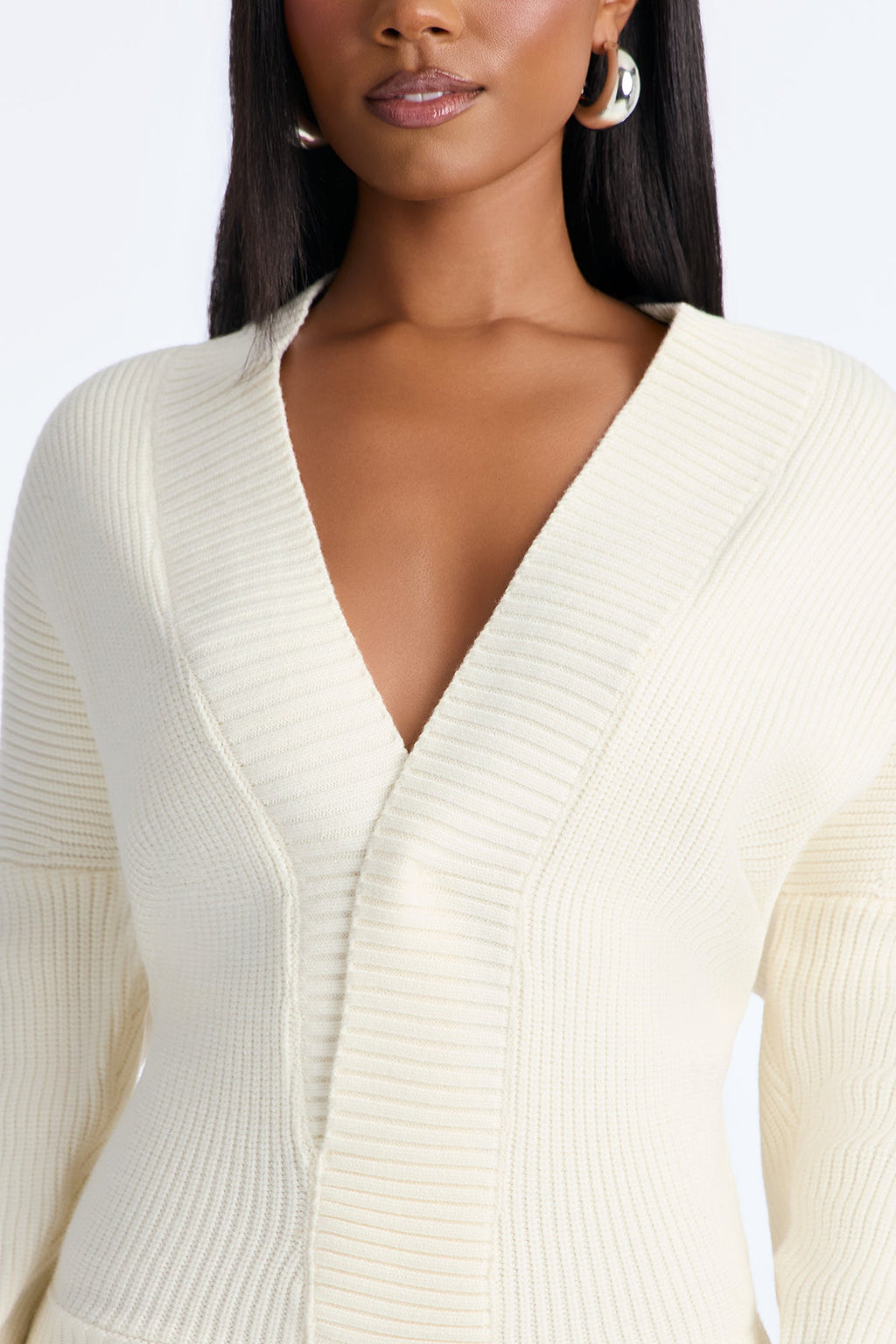Esme Long Sleeve Sweater Mini Dress - Ivory
