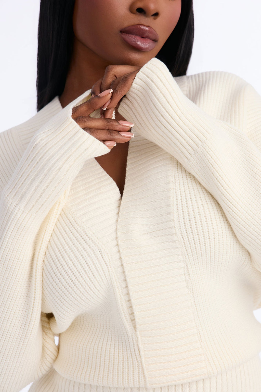 Esme Long Sleeve Sweater Mini Dress - Ivory