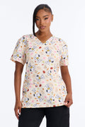 Peanut Fall Co. Snoopy Uniform Scrub Top - Cream
