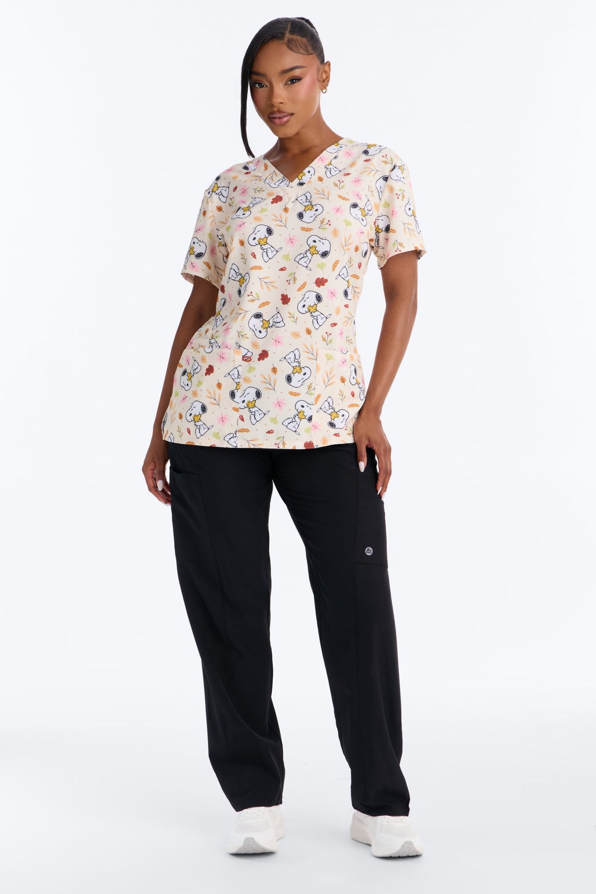 Peanut Fall Co. Snoopy Uniform Scrub Top - Cream
