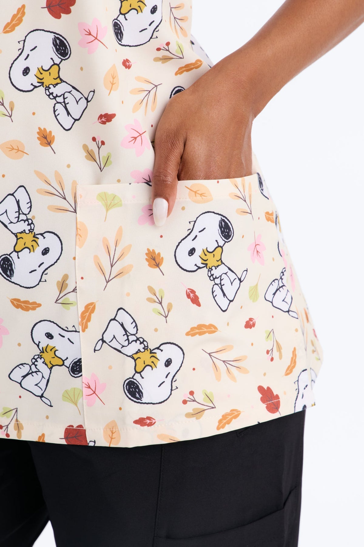 Peanut Fall Co. Snoopy Uniform Scrub Top - Cream
