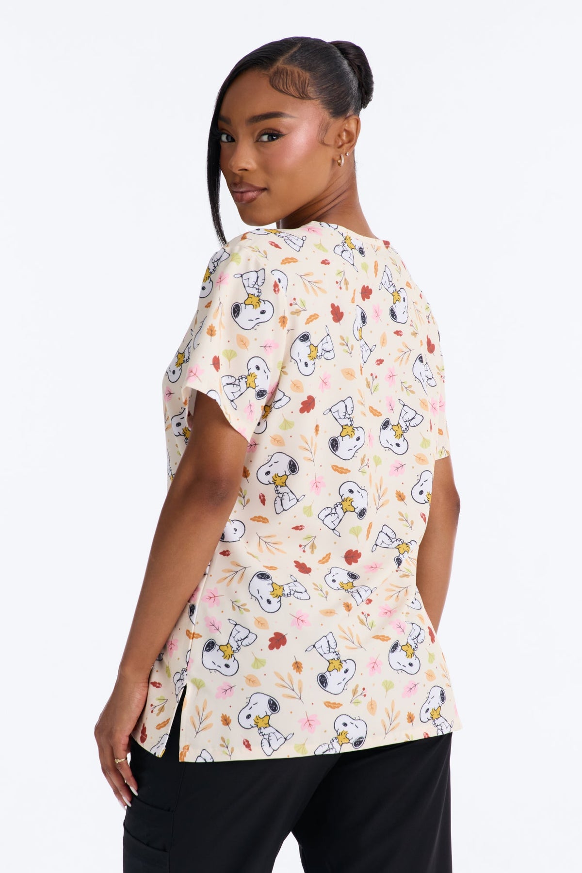 Peanut Fall Co. Snoopy Uniform Scrub Top - Cream