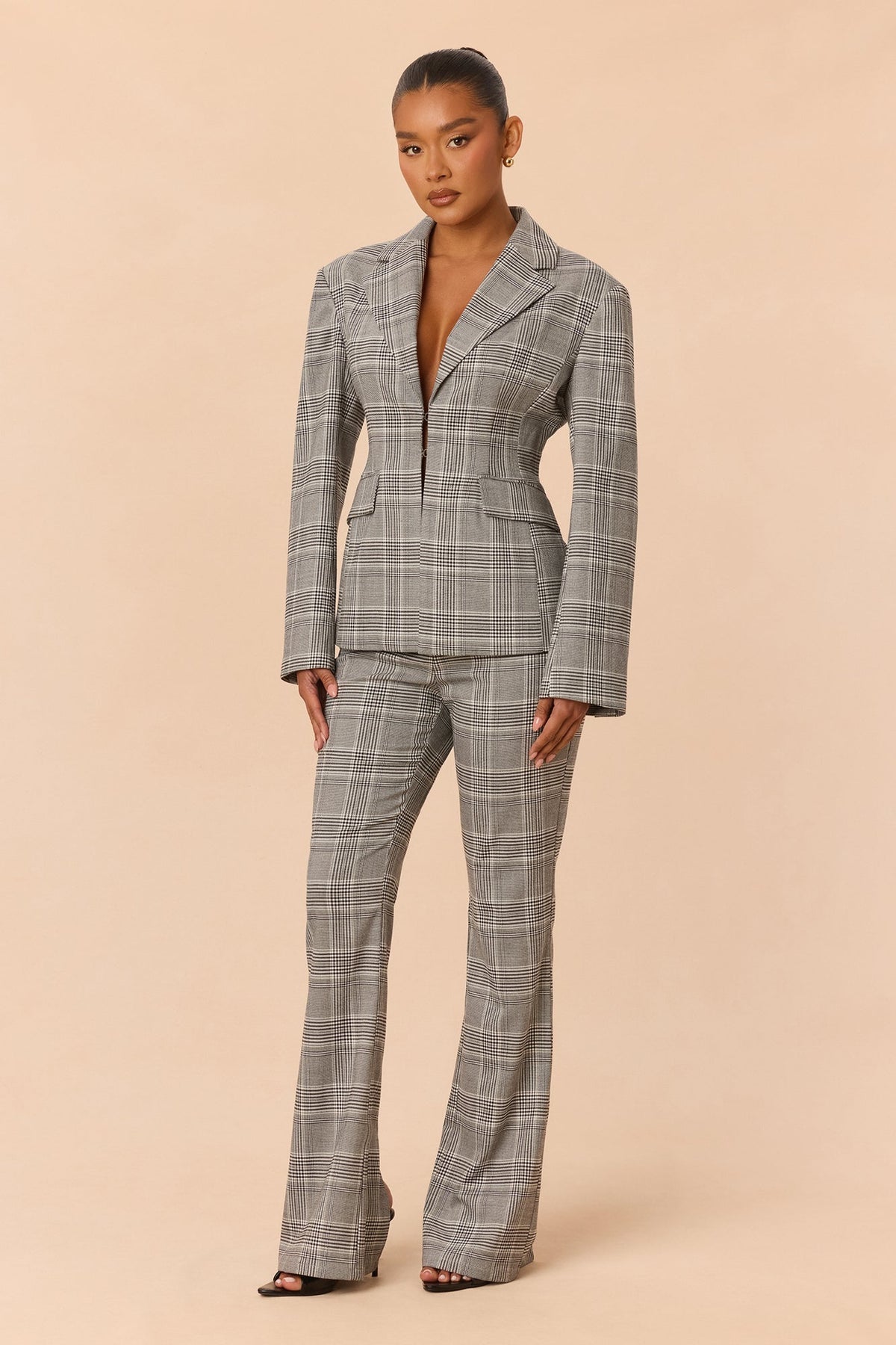 Railyn Blazer Pant Set - Grey/combo