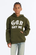 Mini God Got Me Hoodie - Olive