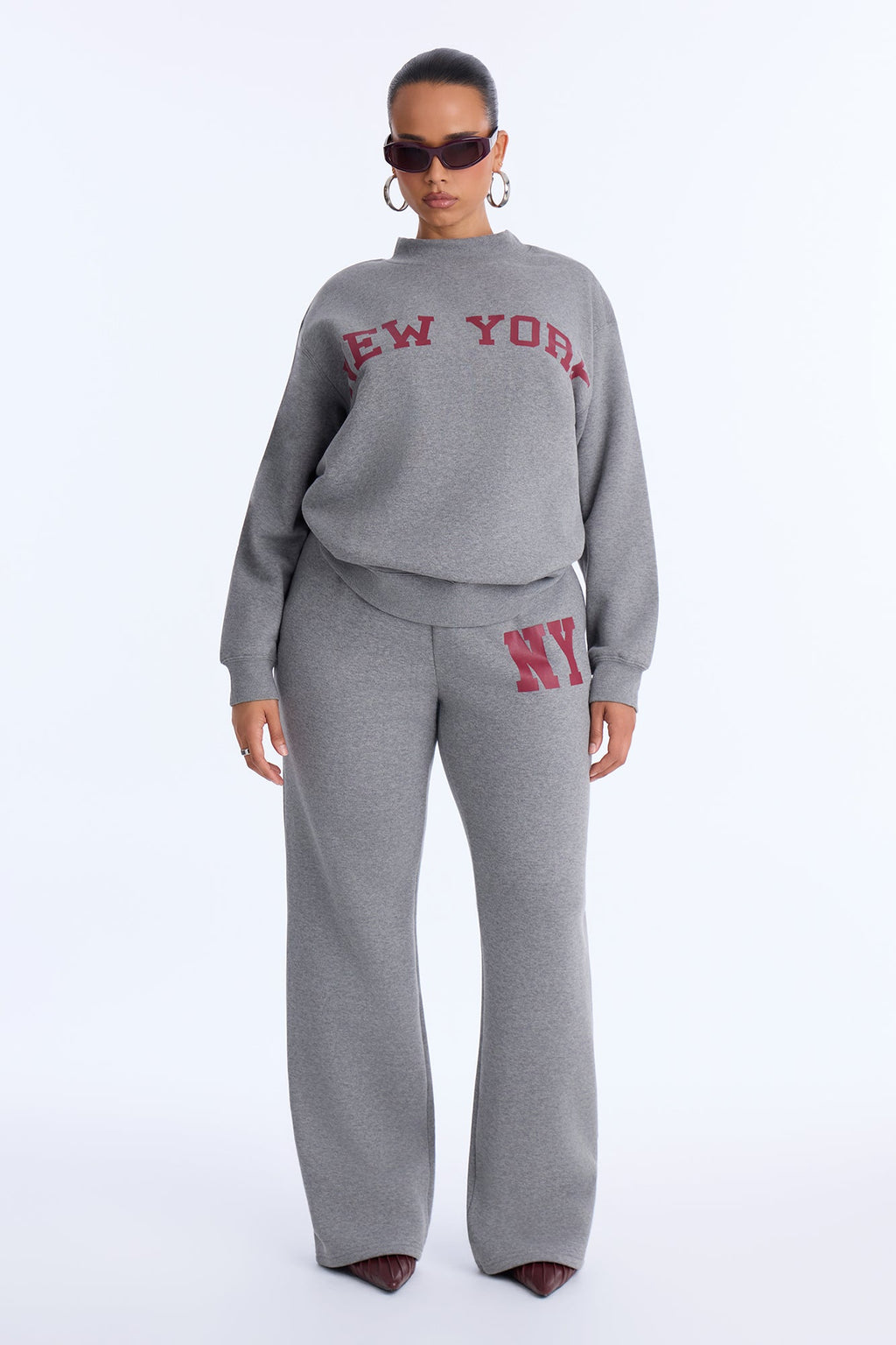 Uptown Classic Reversible Sweatshirt Fleece Pant Set - Heather/Combo