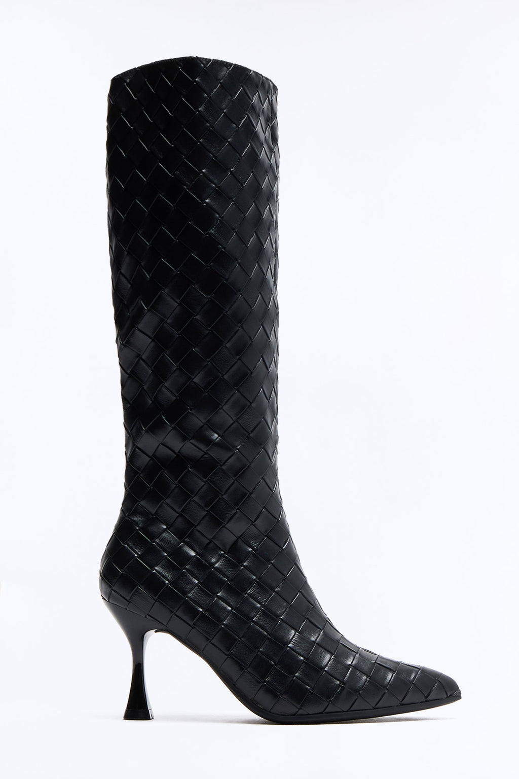 Erica Woven Stiletto Boots - Black