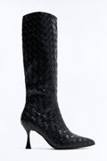 Erica Woven Stiletto Boots - Black
