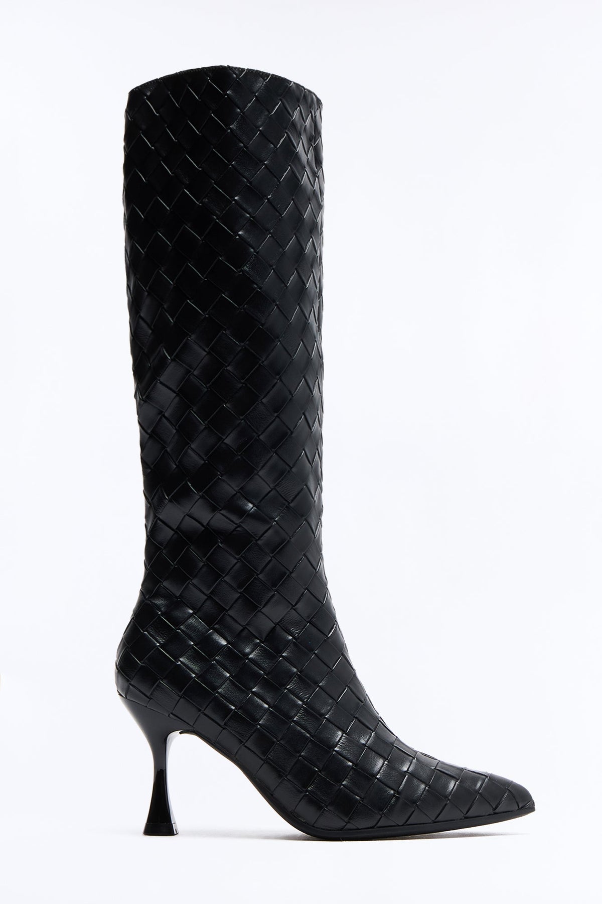 Erica Woven Stiletto Boots - Black