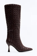 Erica Woven Stiletto Boots - Brown
