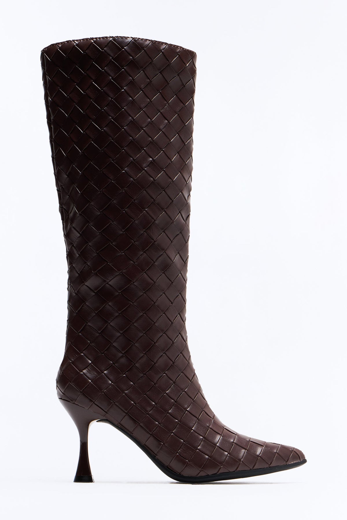 Erica Woven Stiletto Boots - Brown